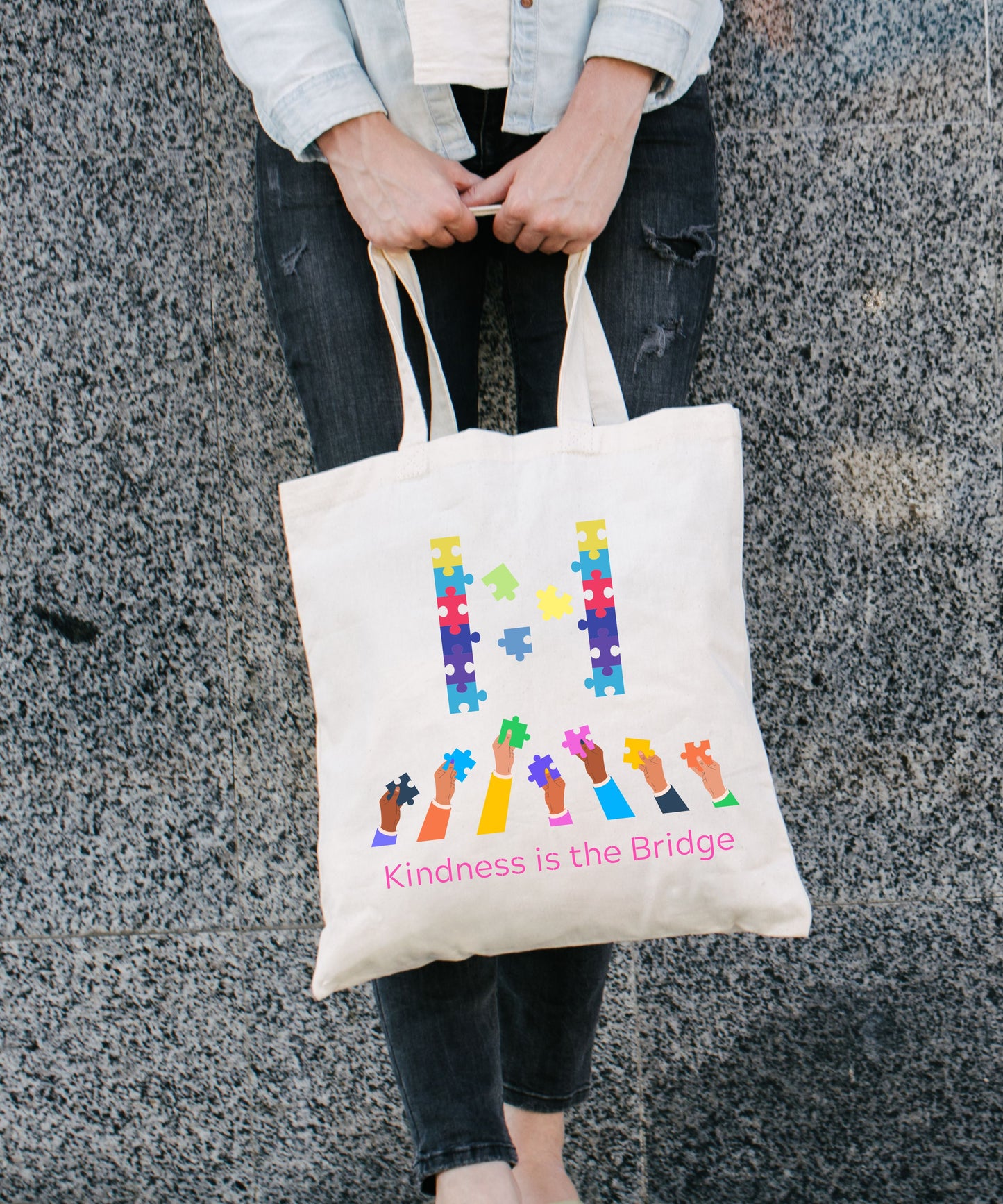 Kindness Is The Bridge Cotton Canvas Tote Bag