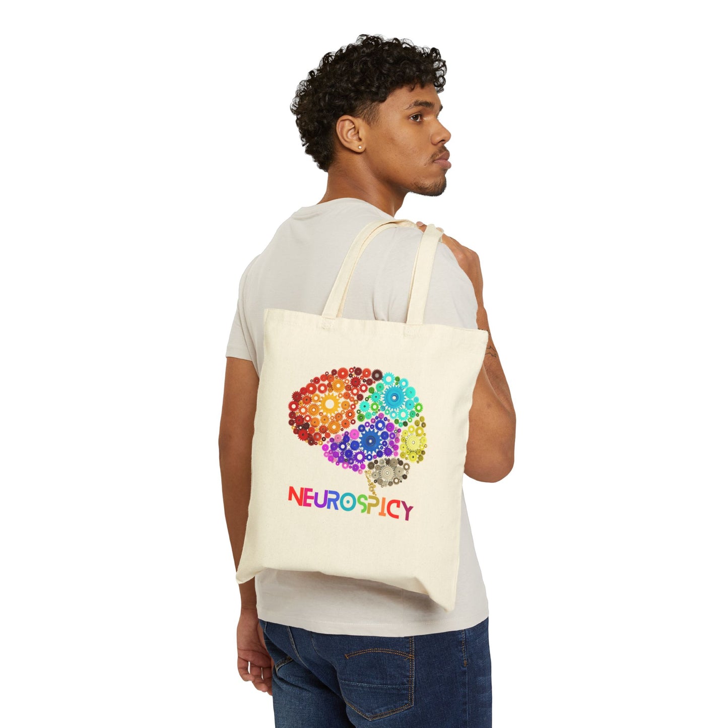 Neurospicy Brain Cotton Canvas Tote Bag