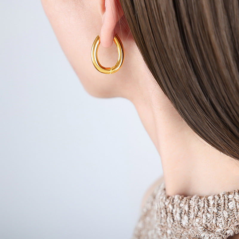 18K Gold-plated Retro Oval Earrings