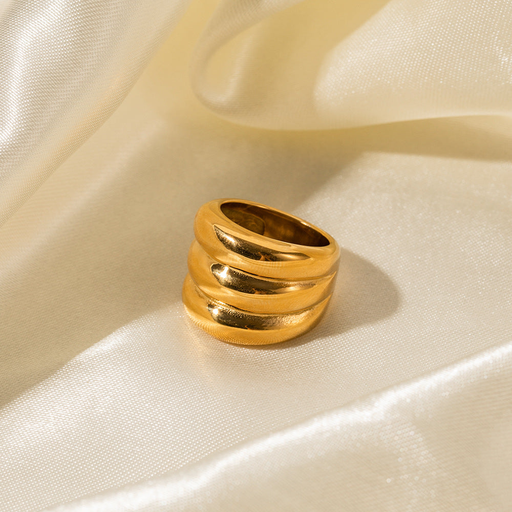 Chunky Gold Three-layer Ring