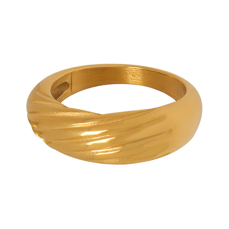 Gold Dome Twist Stripe Ring