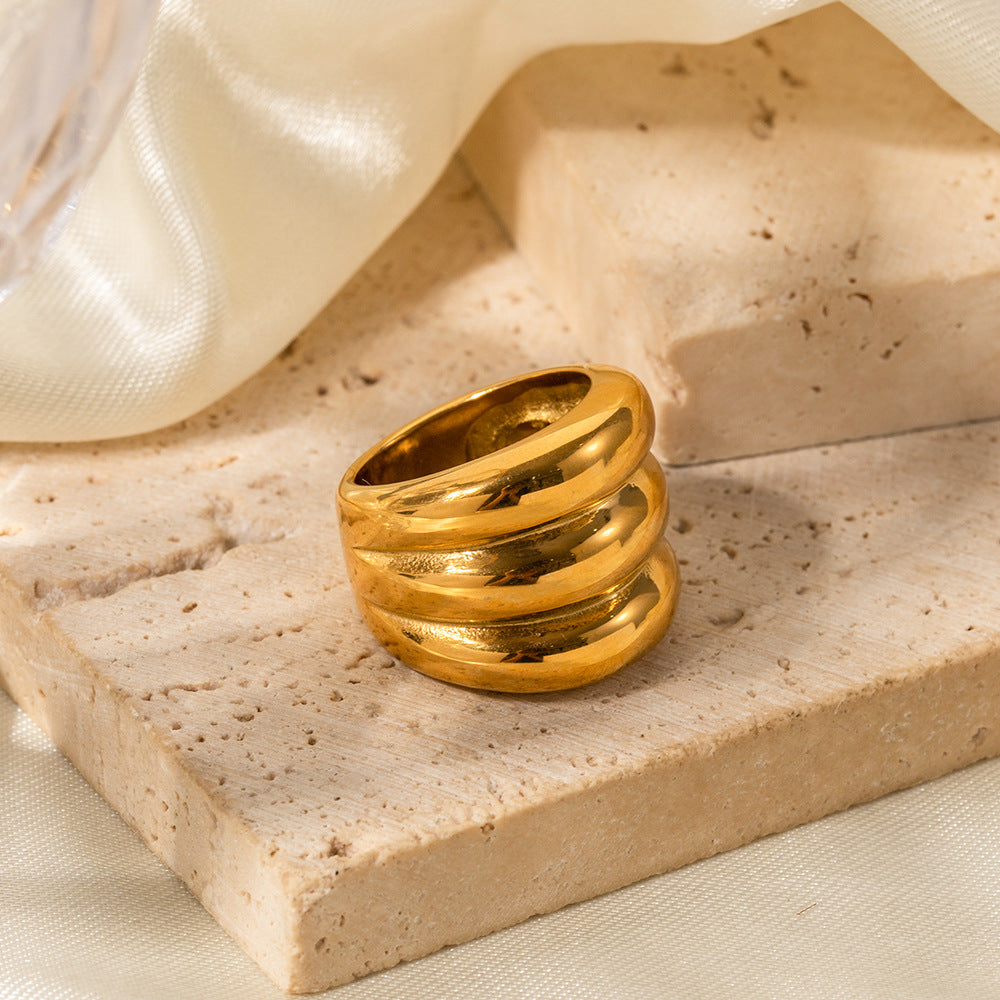 Chunky Gold Three-layer Ring