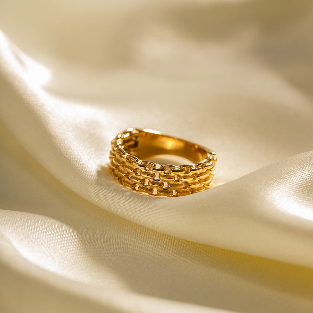 18k Gold-plated Basket Weave Ring