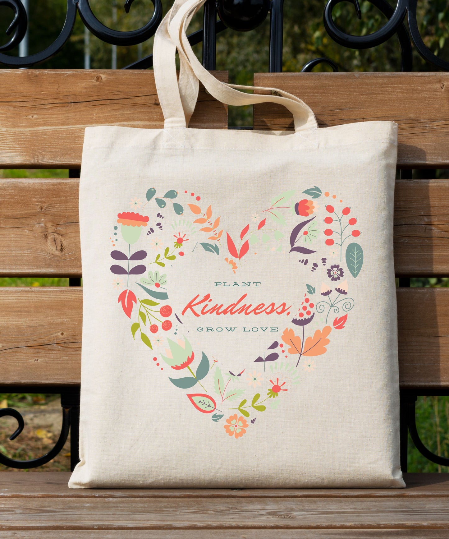 Plant Kindness Grow Love Cotton Canvas Tote Bag