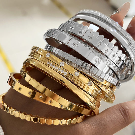 18K Gold-plated Stackable Bangles Each