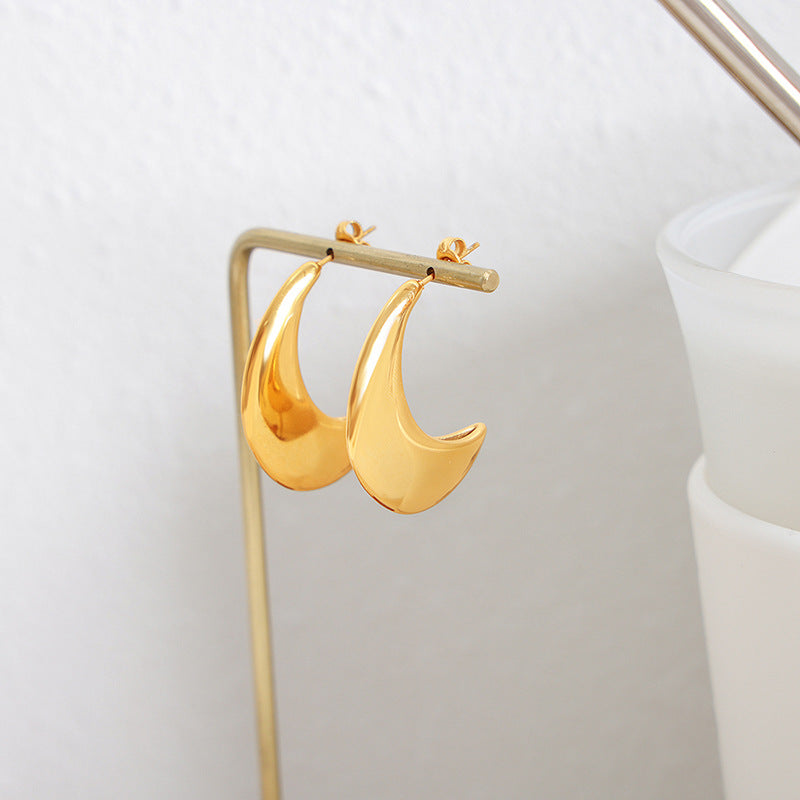 18K Gold-plated Simple Moon Earrings