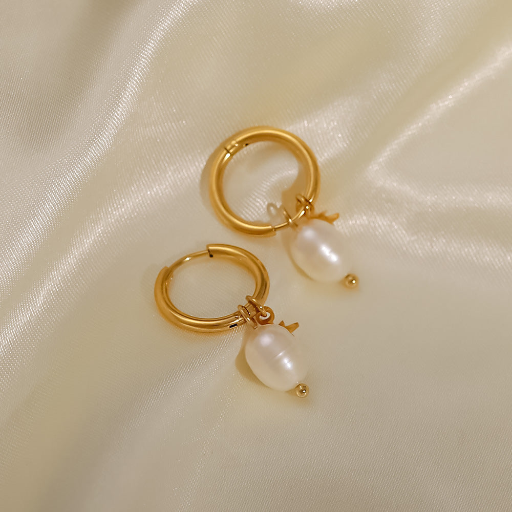 18k Gold Plated Freshwater Pearl & Sun Earrings