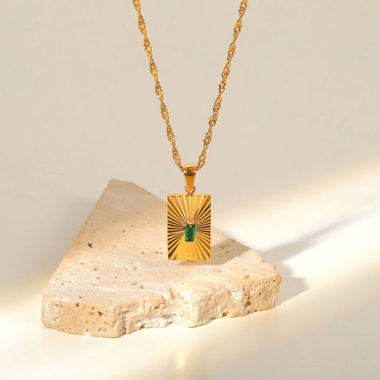 Be Radiant Gold and Emerald Pendant Necklace