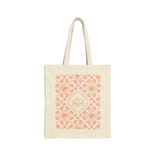 Choose Kindness Lotus Cotton Canvas Tote Bag
