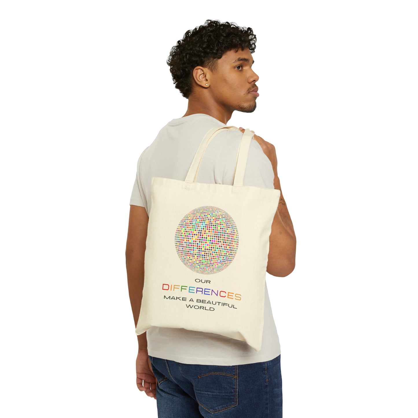 Our Differences Make A Beautiful World Cotton Canvas Tote Bag