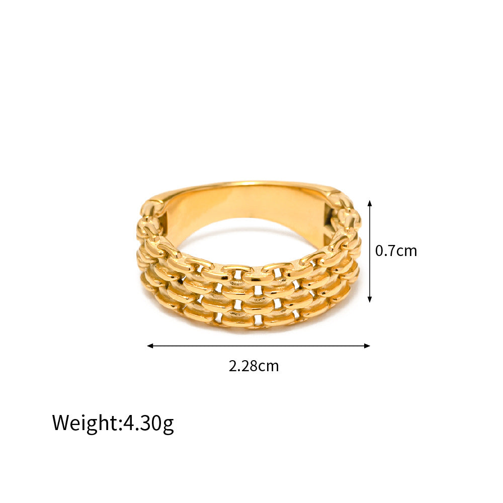 18k Gold-plated Basket Weave Ring