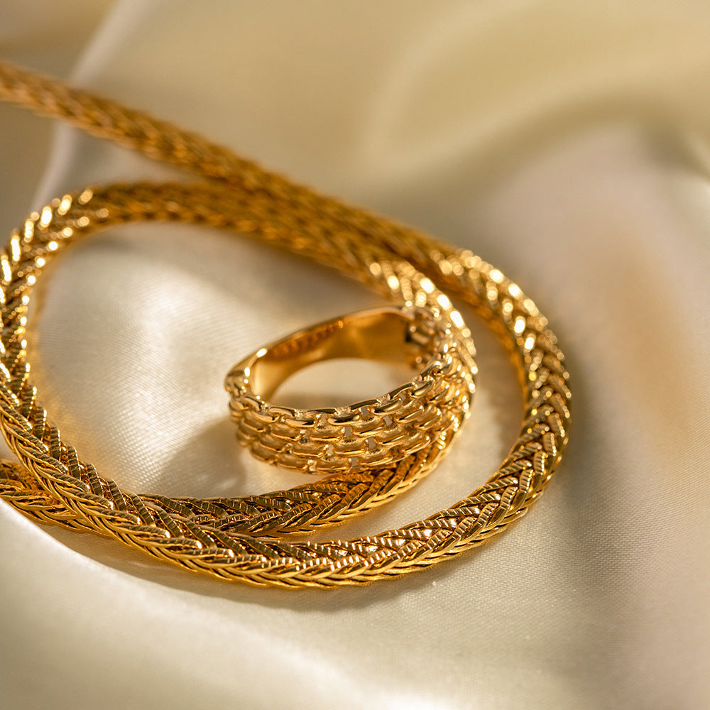 18k Gold-plated Basket Weave Ring