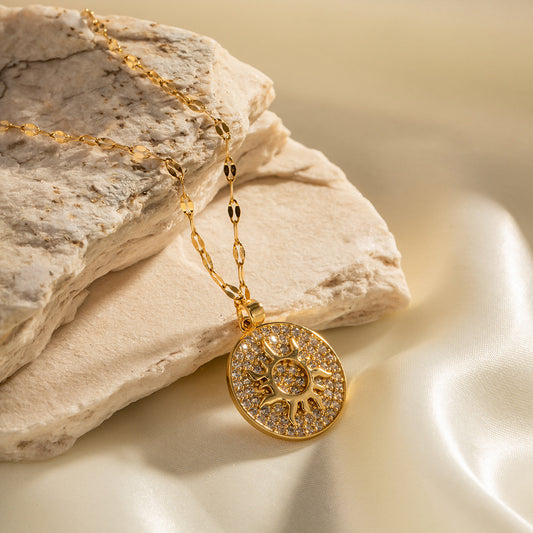 Shine Bright Like The Sun Gold CZ Pendant Necklace