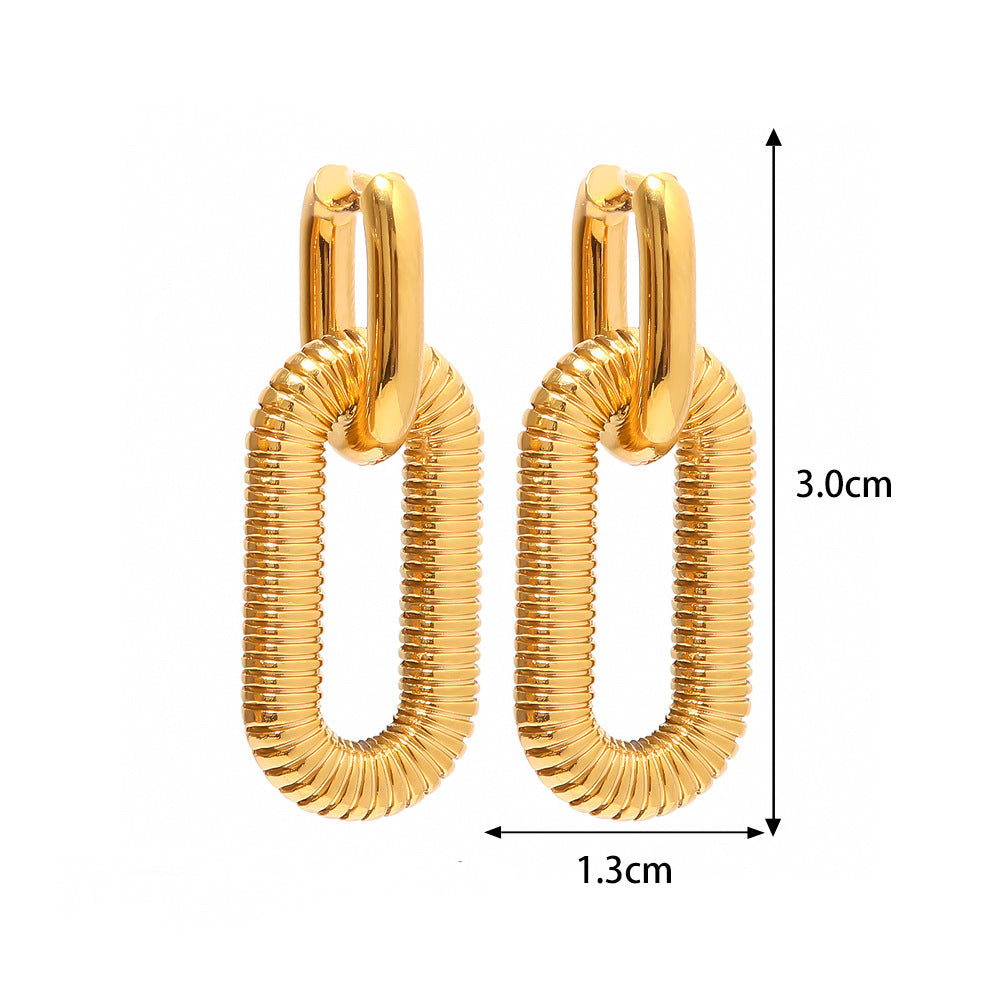 Double The Love Oval Gold Drop Hoop Earrings