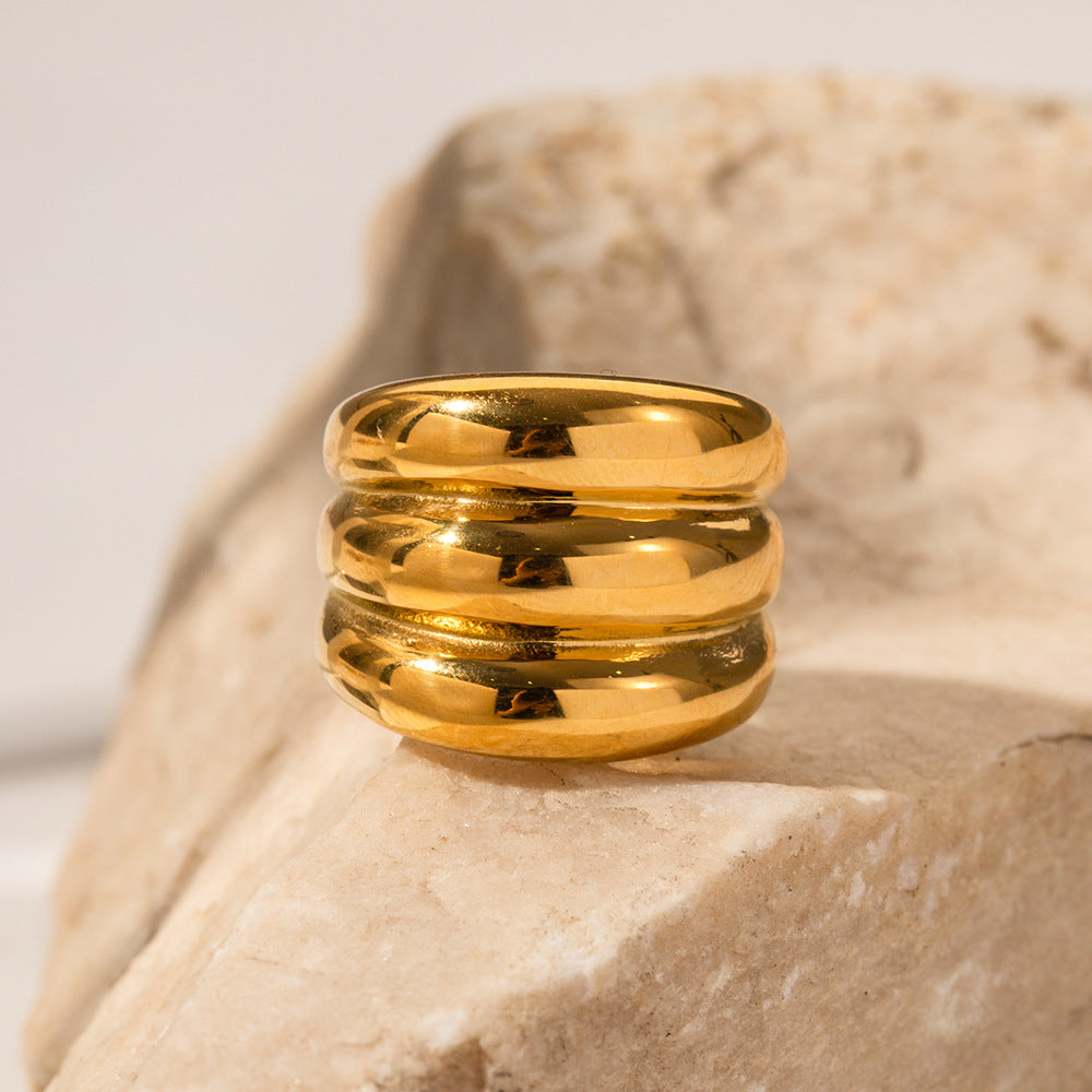 Chunky Gold Three-layer Ring