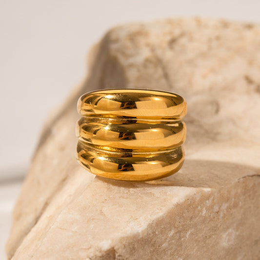 Chunky Gold Three-layer Ring