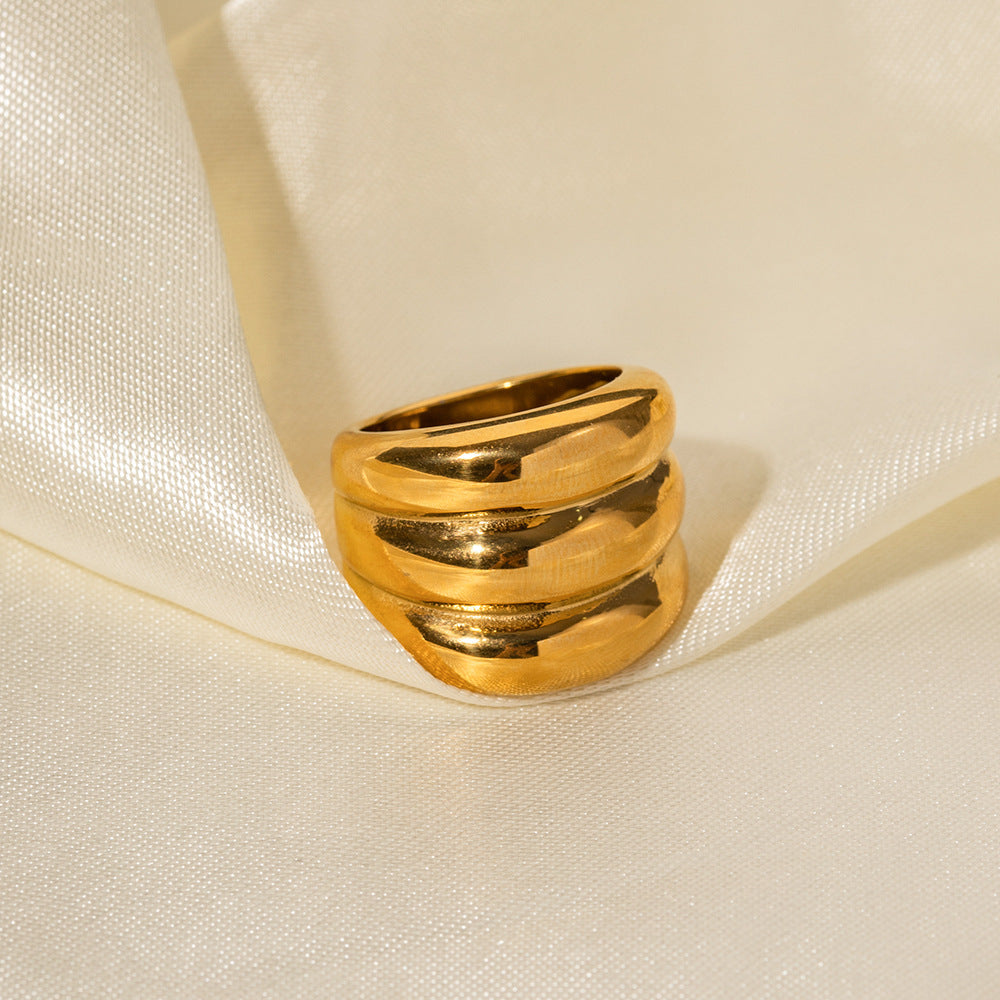 Chunky Gold Three-layer Ring