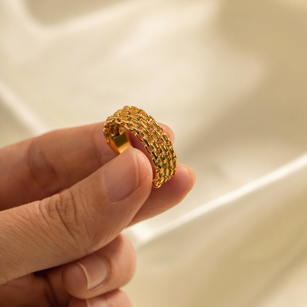 18k Gold-plated Basket Weave Ring