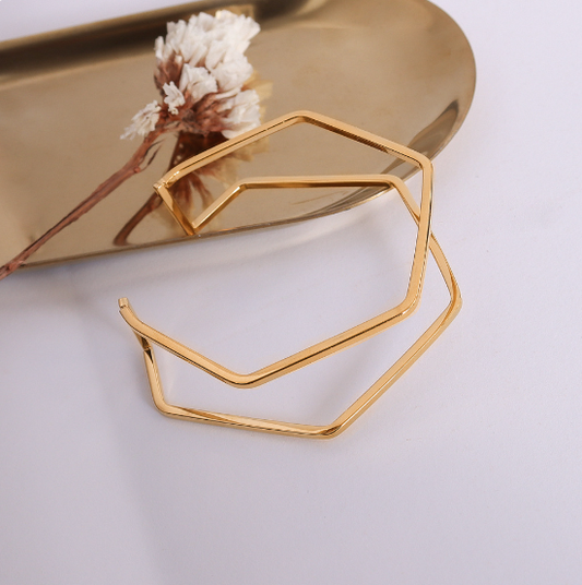 18K Gold-plated Polygon Cuff Bangle