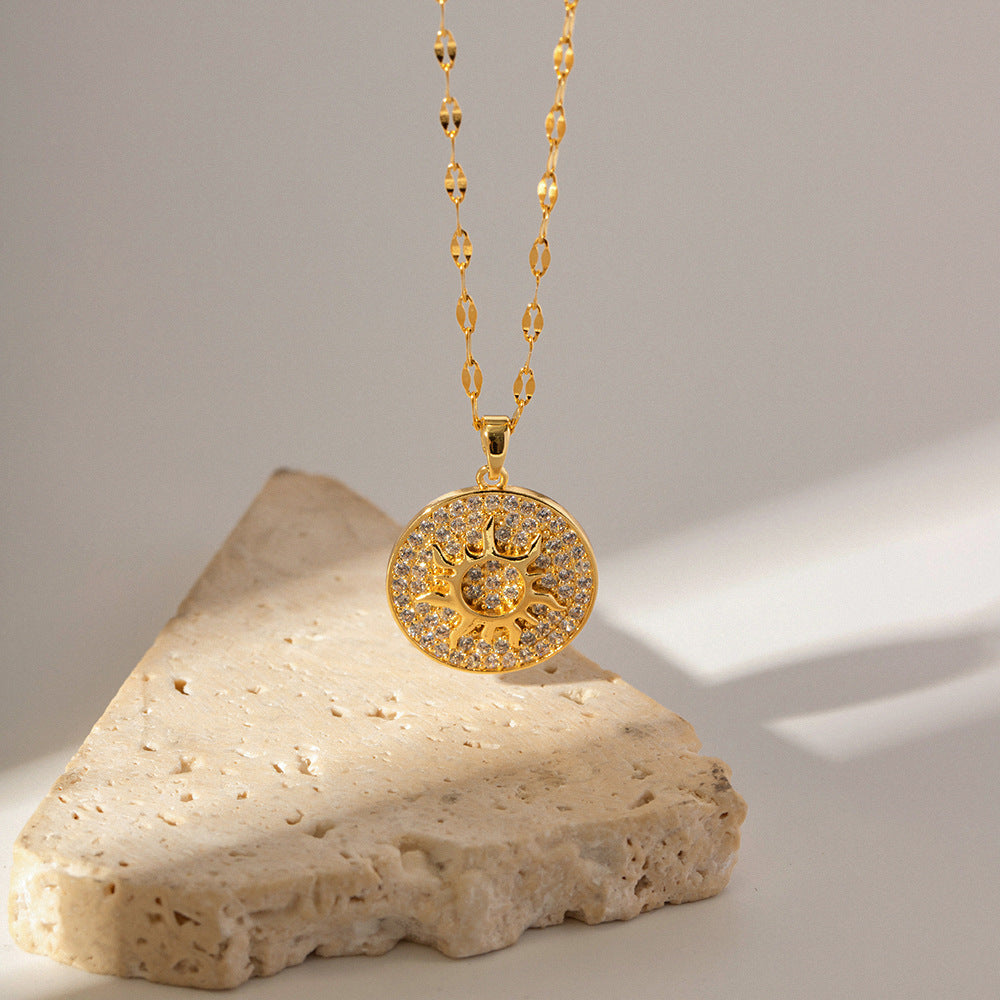 Shine Bright Like The Sun Gold CZ Pendant Necklace