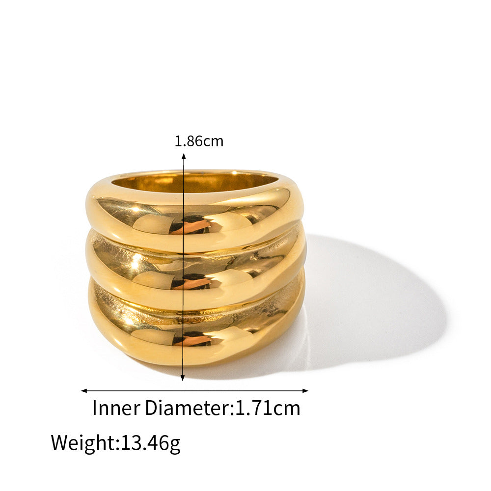 Chunky Gold Three-layer Ring