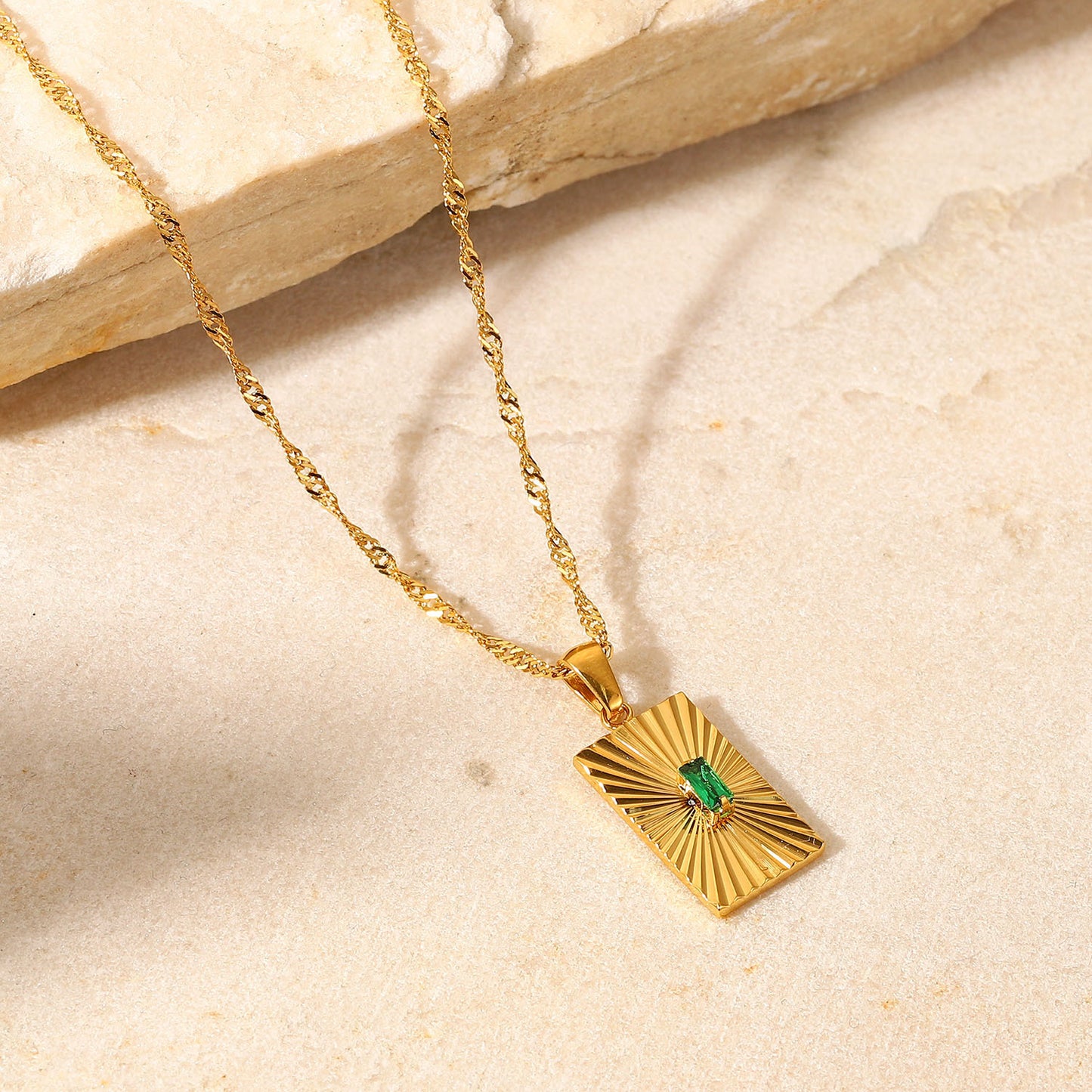 Be Radiant Gold and Emerald Pendant Necklace