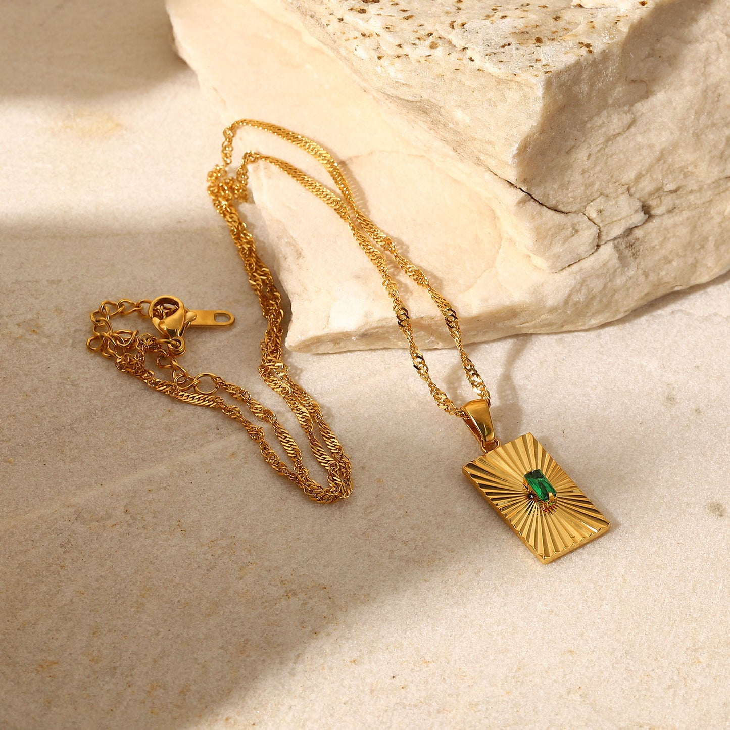 Be Radiant Gold and Emerald Pendant Necklace