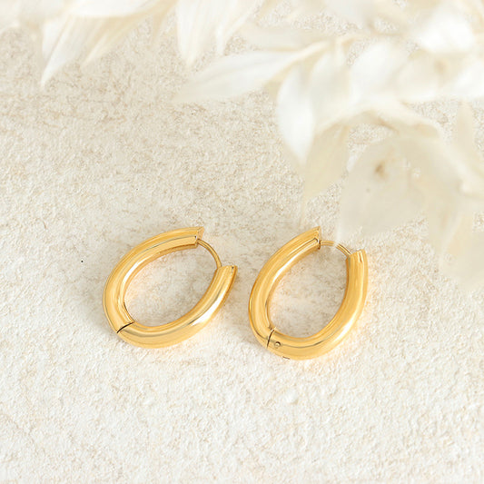 18K Gold-plated Retro Oval Earrings