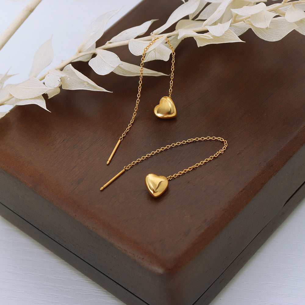 Gold Kindness Heart Threading Earrings