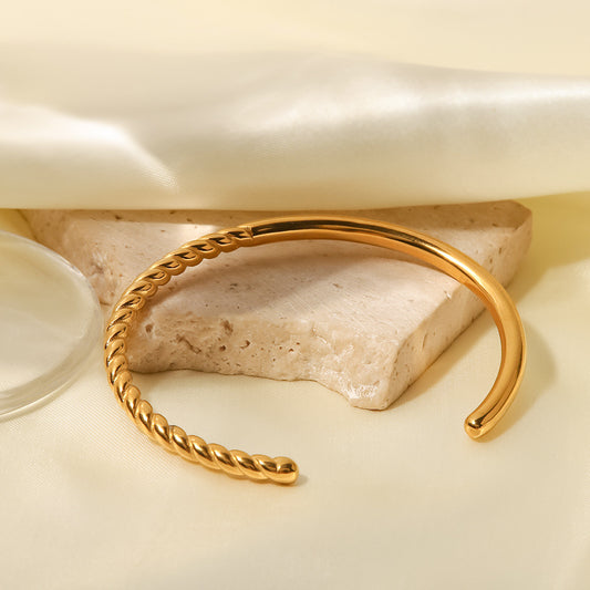 Gold Half Twist Cuff Bangle