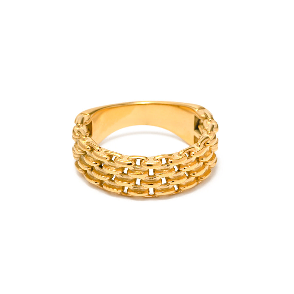 18k Gold-plated Basket Weave Ring