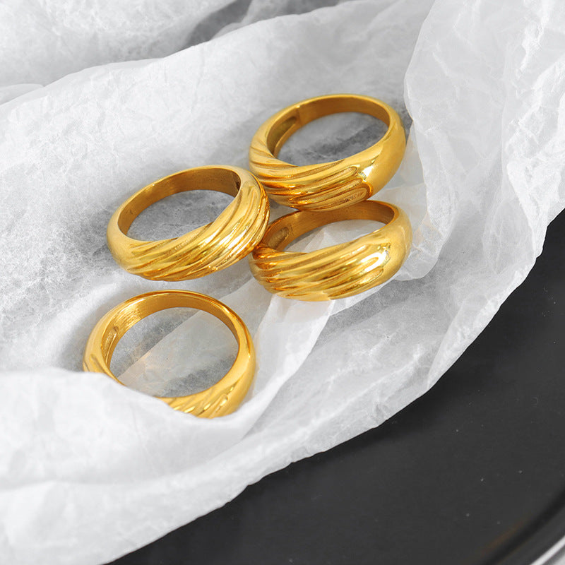 Gold Dome Twist Stripe Ring