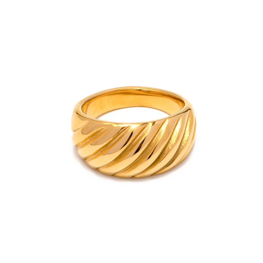 18k Gold-plated Ribbed Dome Ring