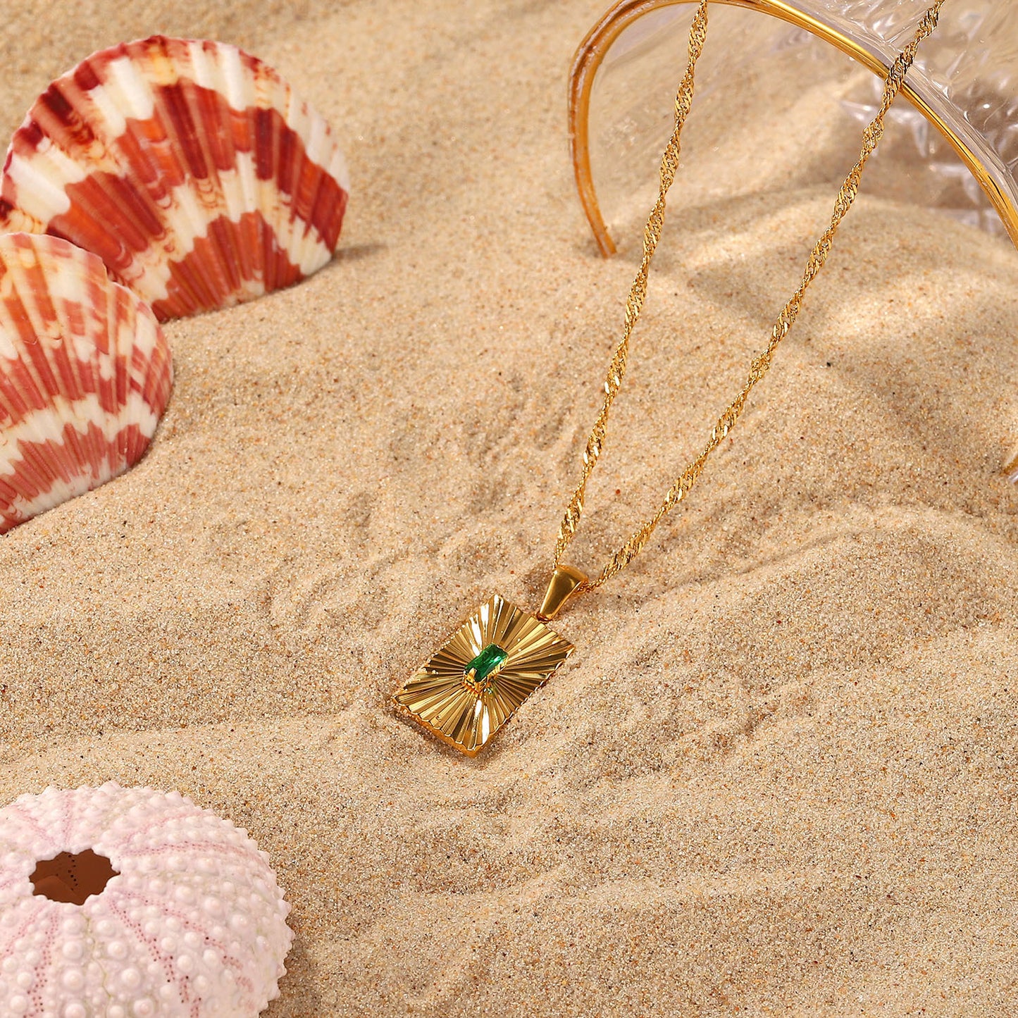 Be Radiant Gold and Emerald Pendant Necklace