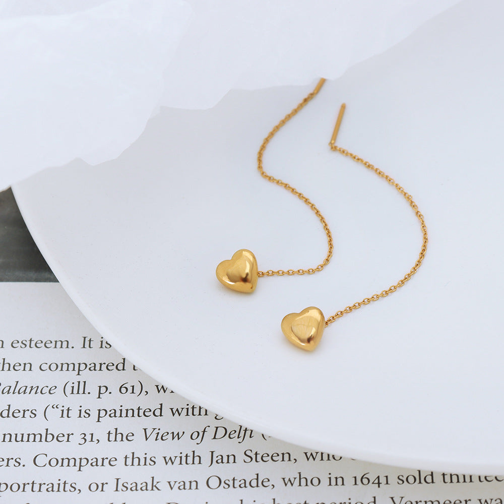 Gold Kindness Heart Threading Earrings