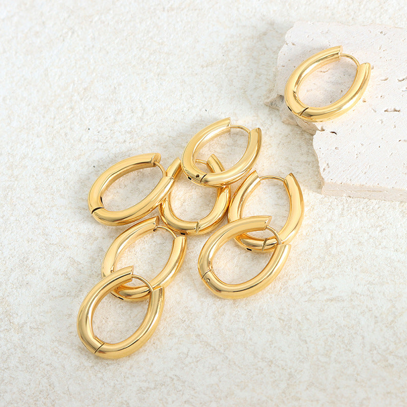 18K Gold-plated Retro Oval Earrings