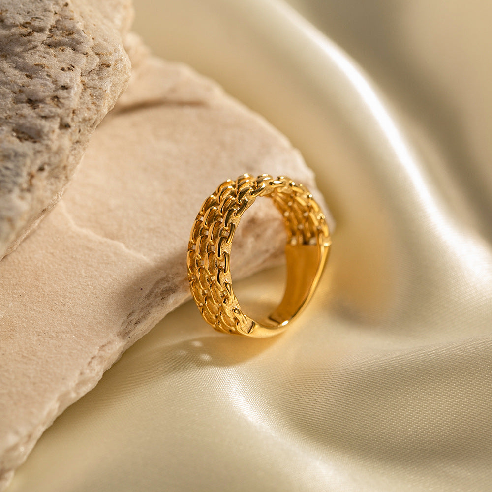 18k Gold-plated Basket Weave Ring