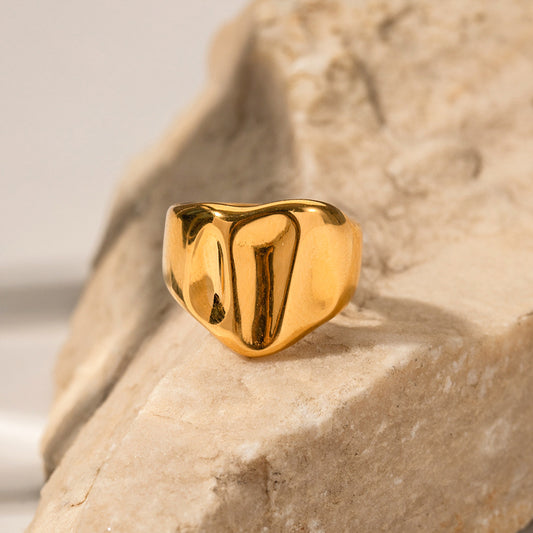 Gold Chunky Organic Hammered Ring