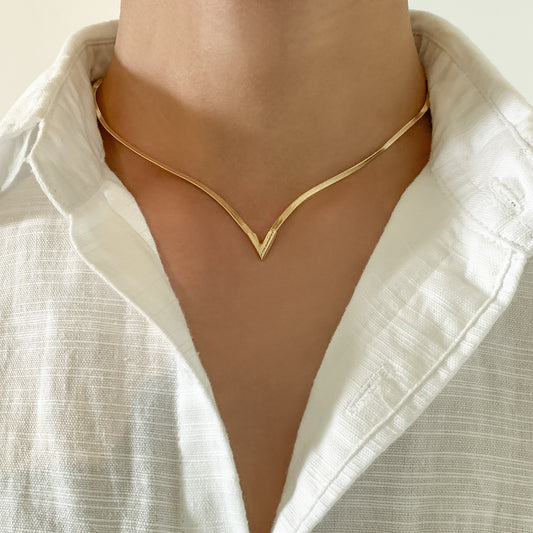 Gold V is for Victory Necklace