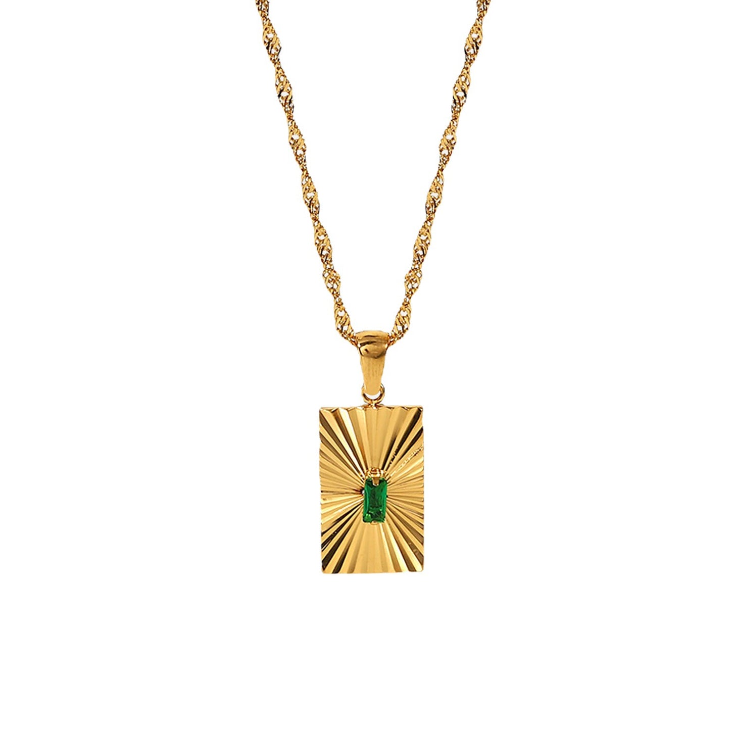 Be Radiant Gold and Emerald Pendant Necklace