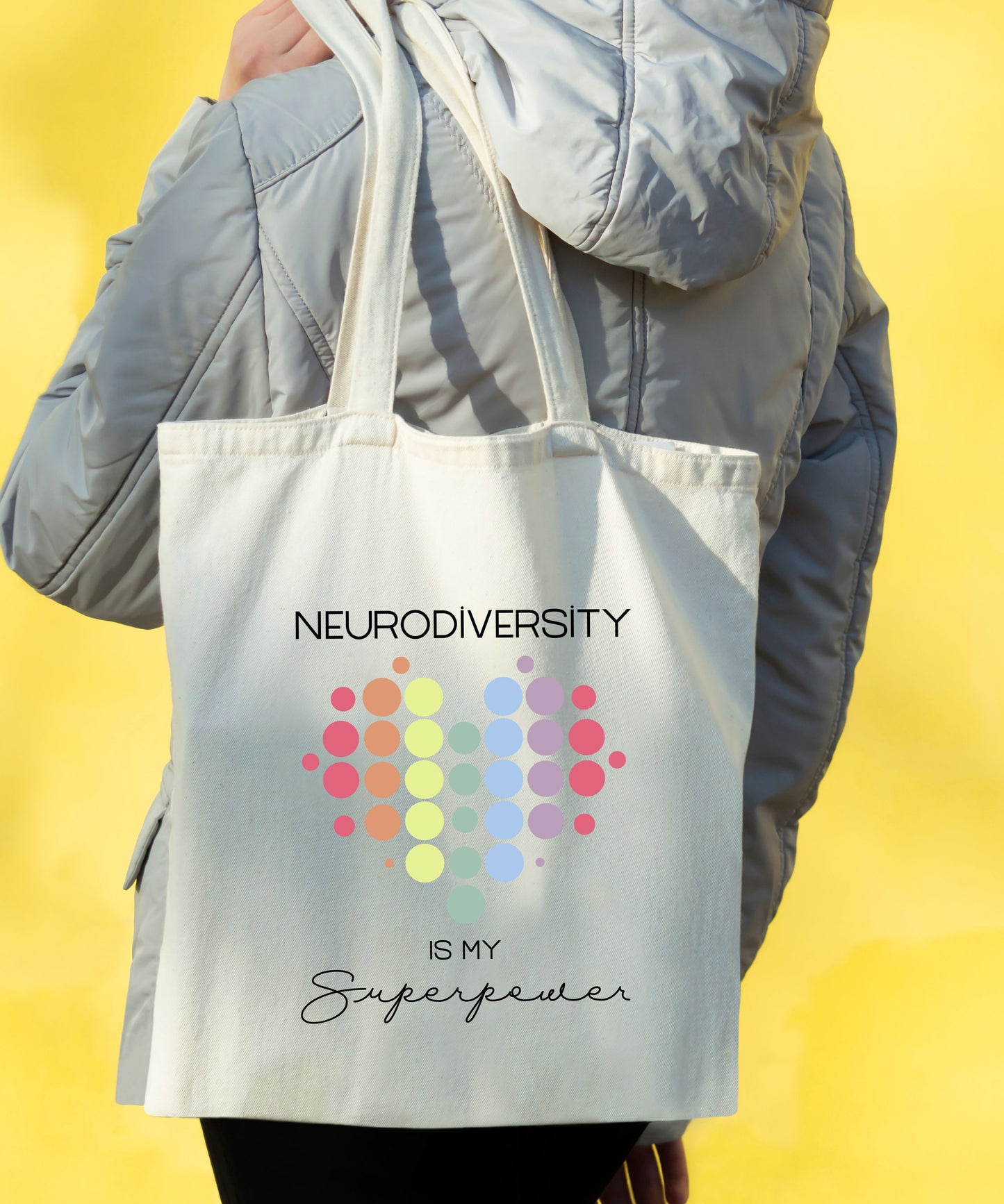 Neurodiversity Is My Superpower Heart Cotton Canvas Tote Bags